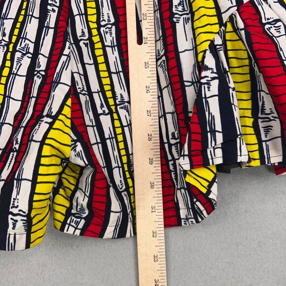 Ofuure Romper Womens Small Red Yellow African Print Ruffle Shorts Tie Sleeves - Picture 10 of 15